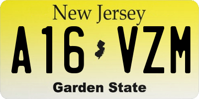 NJ license plate A16VZM