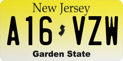 NJ license plate A16VZW
