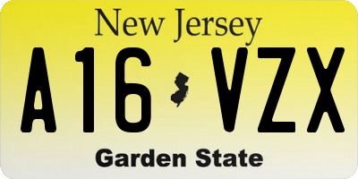 NJ license plate A16VZX