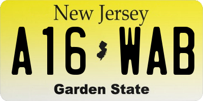 NJ license plate A16WAB