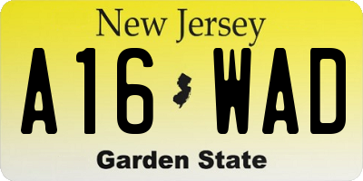 NJ license plate A16WAD