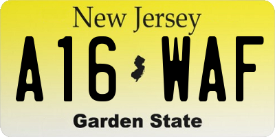 NJ license plate A16WAF