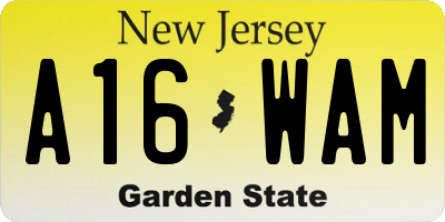 NJ license plate A16WAM