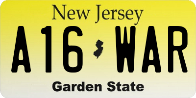 NJ license plate A16WAR