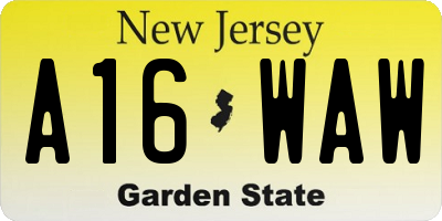 NJ license plate A16WAW