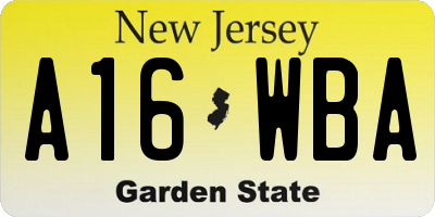 NJ license plate A16WBA