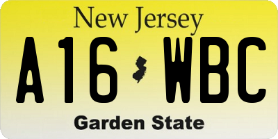 NJ license plate A16WBC