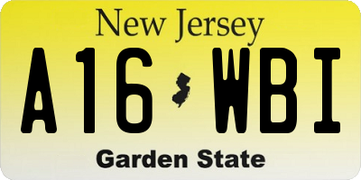 NJ license plate A16WBI