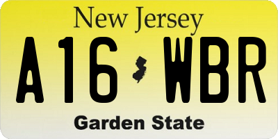 NJ license plate A16WBR