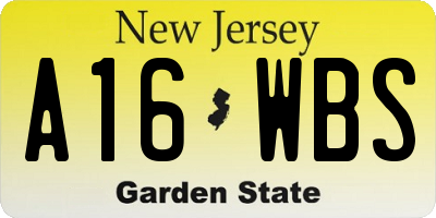 NJ license plate A16WBS