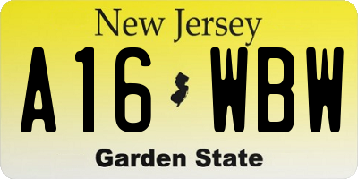 NJ license plate A16WBW