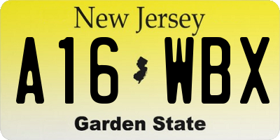 NJ license plate A16WBX