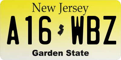 NJ license plate A16WBZ