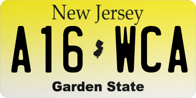 NJ license plate A16WCA