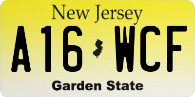 NJ license plate A16WCF