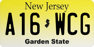 NJ license plate A16WCG