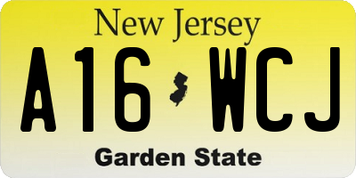 NJ license plate A16WCJ