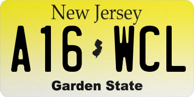 NJ license plate A16WCL