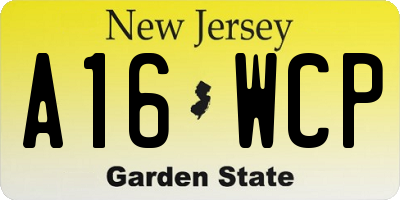 NJ license plate A16WCP
