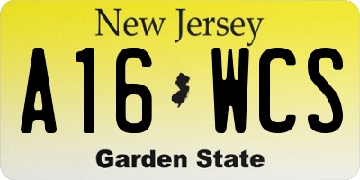 NJ license plate A16WCS
