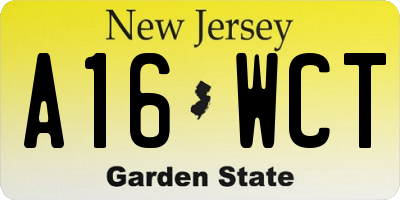 NJ license plate A16WCT