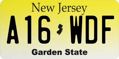 NJ license plate A16WDF