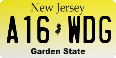 NJ license plate A16WDG
