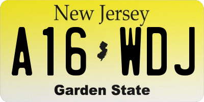 NJ license plate A16WDJ