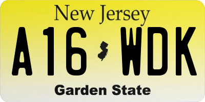 NJ license plate A16WDK