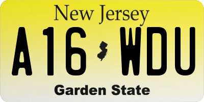 NJ license plate A16WDU