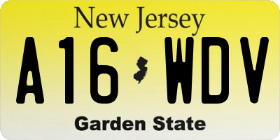 NJ license plate A16WDV