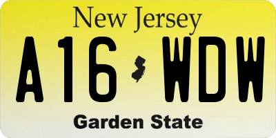 NJ license plate A16WDW