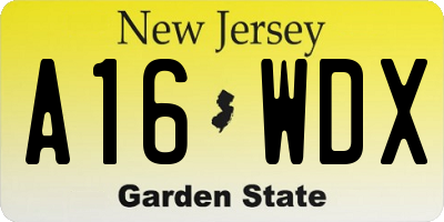 NJ license plate A16WDX