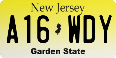 NJ license plate A16WDY