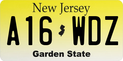 NJ license plate A16WDZ