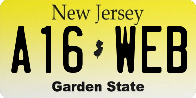 NJ license plate A16WEB