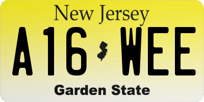 NJ license plate A16WEE