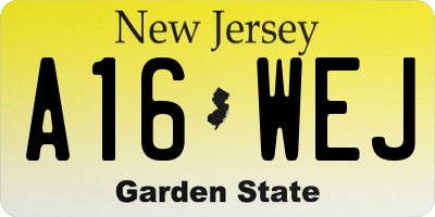 NJ license plate A16WEJ