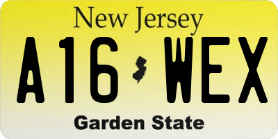 NJ license plate A16WEX