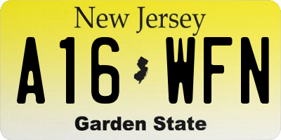 NJ license plate A16WFN