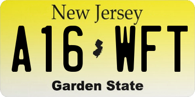 NJ license plate A16WFT