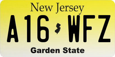 NJ license plate A16WFZ