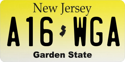 NJ license plate A16WGA