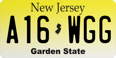 NJ license plate A16WGG