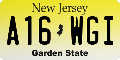 NJ license plate A16WGI