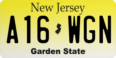 NJ license plate A16WGN