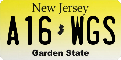 NJ license plate A16WGS