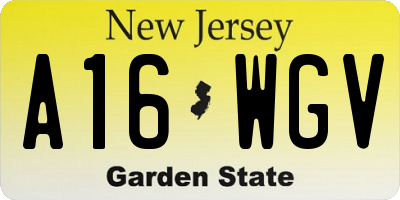 NJ license plate A16WGV