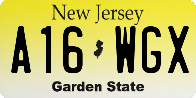 NJ license plate A16WGX