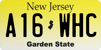 NJ license plate A16WHC